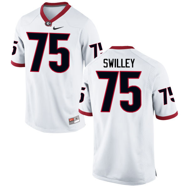 Men Georgia Bulldogs #75 Thomas Swilley College Football Jerseys-White